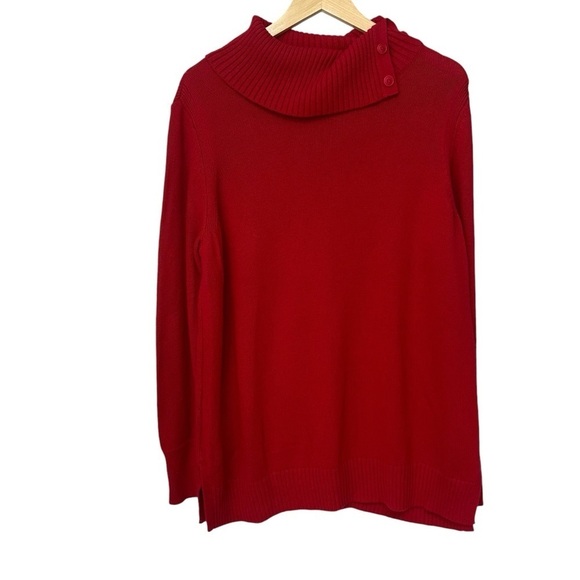 Talbots Red Pullover Sweater, Button Neck, XL - Picture 1 of 8